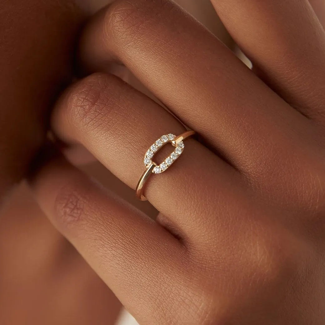 14k Solid Gold Round Diamond Single Link Prong Set Ring 0.19 Carat