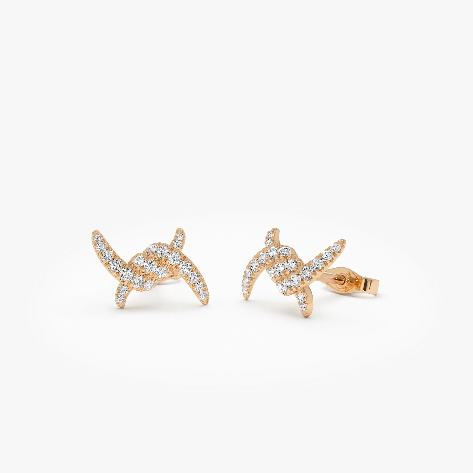 14k Gold Diamond Round Cut Knot Stud Earrings 0.20 ctw
