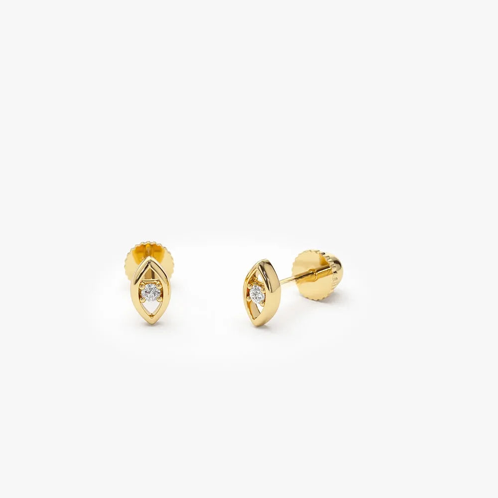 14k Gold Diamond Round Cut Evil Eye Helix Piercing Single Earring 0.025 ctw