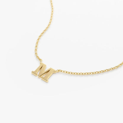 14k Solid Gold Personalized Initial Letter Pendant Necklace
