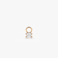 14k Gold Diamond Baguette Cut Double Hoop Charm 0.06 ctw