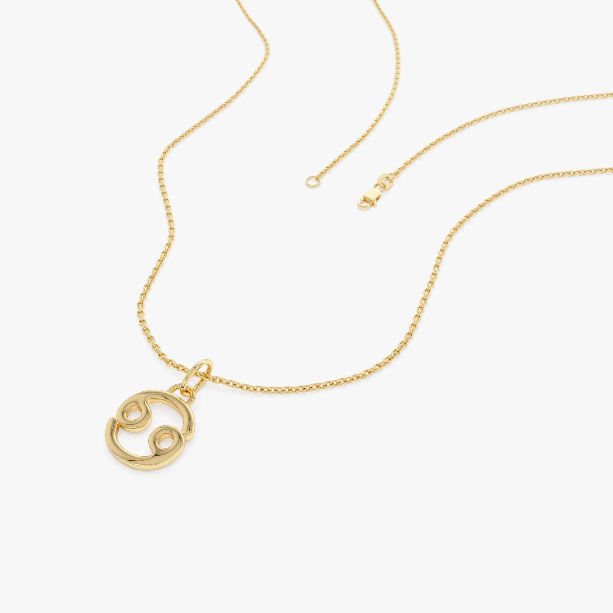 14k Solid Gold Cancer Zodiac Charm Pendant Necklace