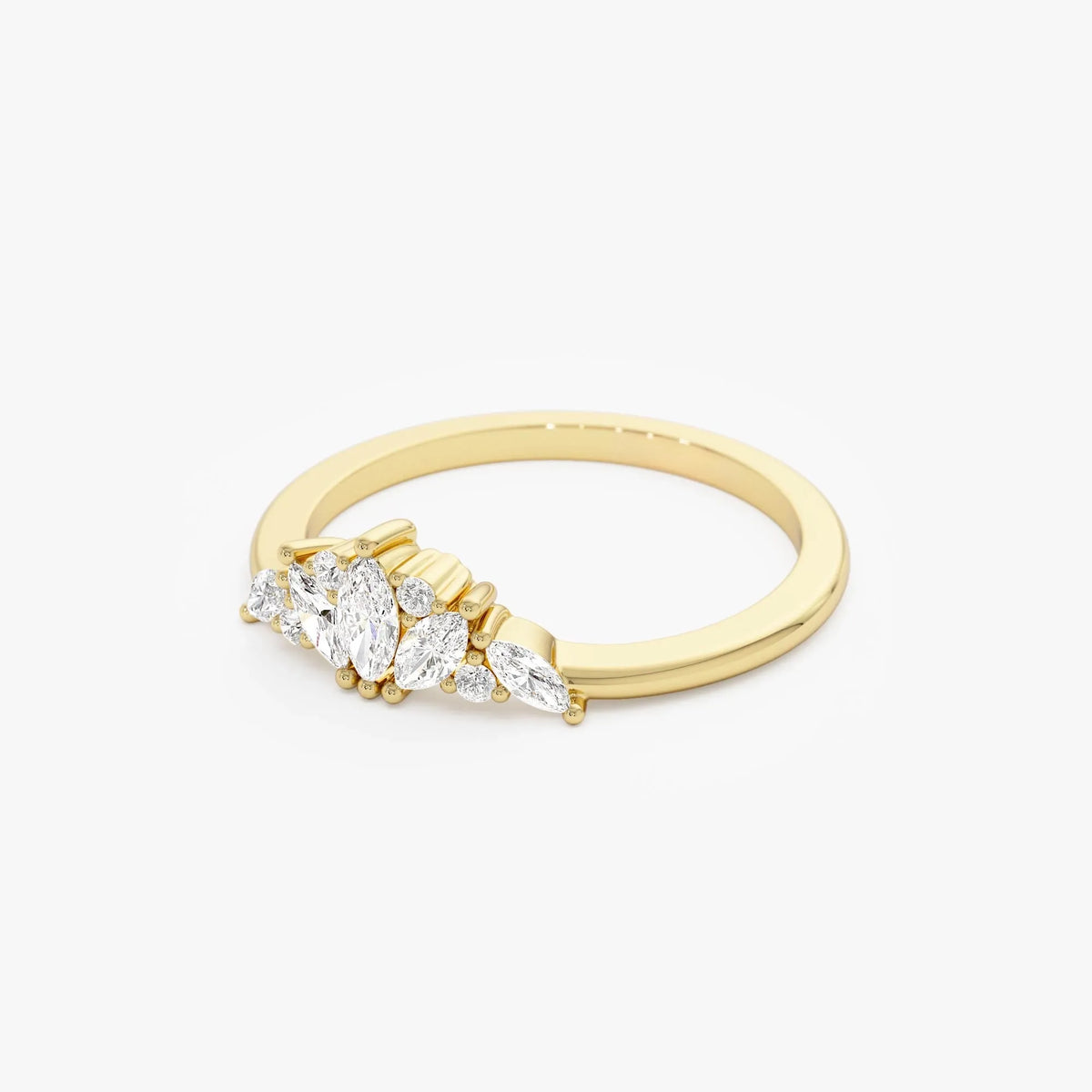 14k Solid Gold Marquise Diamond 0.30 Carat Stackable Band Ring