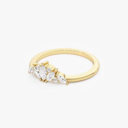 14k Solid Gold Marquise Diamond 0.30 Carat Stackable Band Ring