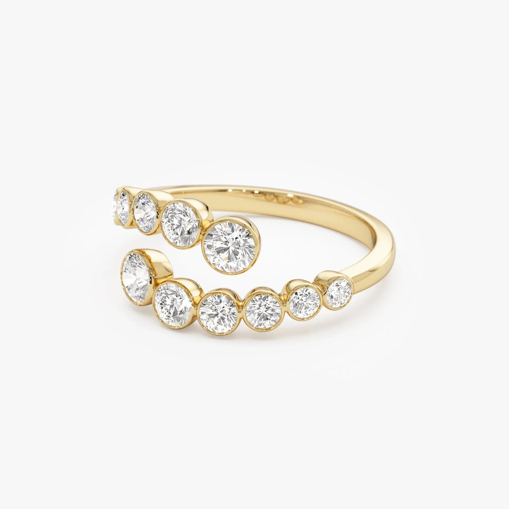14k Gold Round Diamond 0.35 ctw Bypass Curve Bezel Setting Ring
