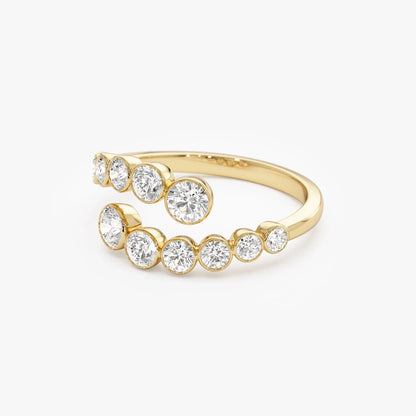14k Gold Round Diamond 0.35 ctw Bypass Curve Bezel Setting Ring