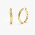 14k Yellow Gold Medium Hoop Earrings 4mm Width 23mm Diameter