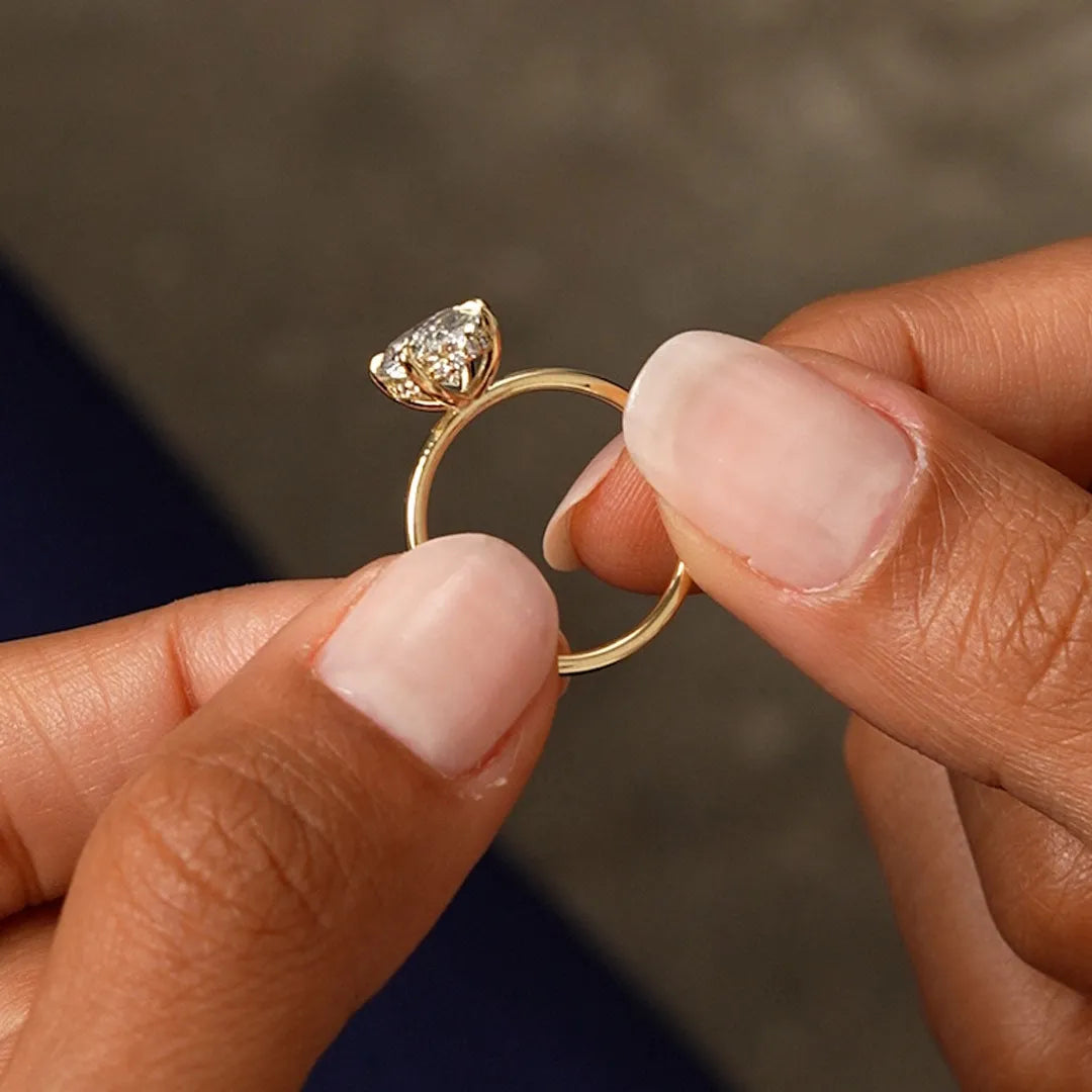 14k Gold Lab Grown Diamond Oval Cut Engagement Ring with Hidden Halo 2.10 ctw IGI Certified Maribel