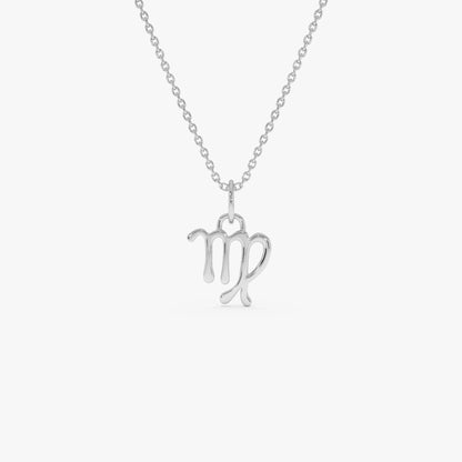 14k Solid Gold Virgo Zodiac Charm Pendant Necklace