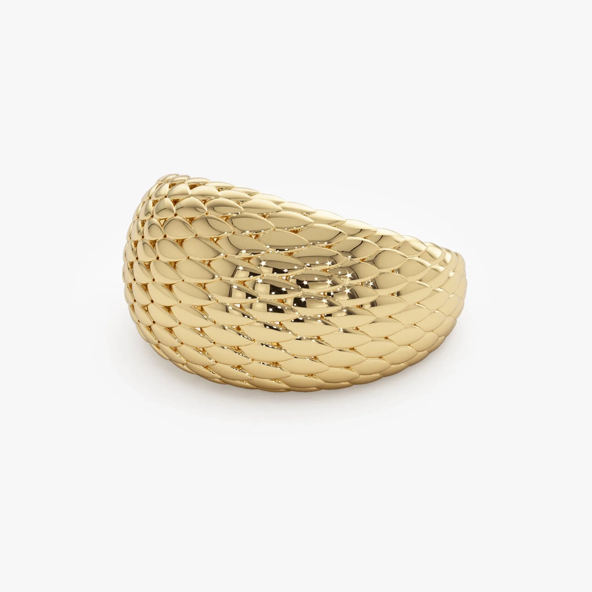 14k Solid Gold Chunky Snake Skin Texture Statement Ring