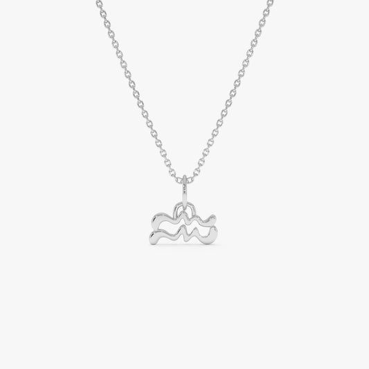 14k Solid Gold Aquarius Zodiac Charm Pendant Necklace