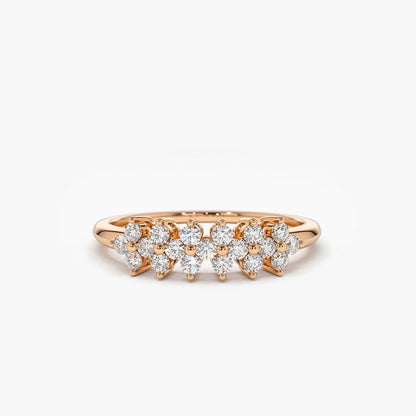 14k Gold Round Diamond Cluster Ring 0.57 ctw Prong Setting