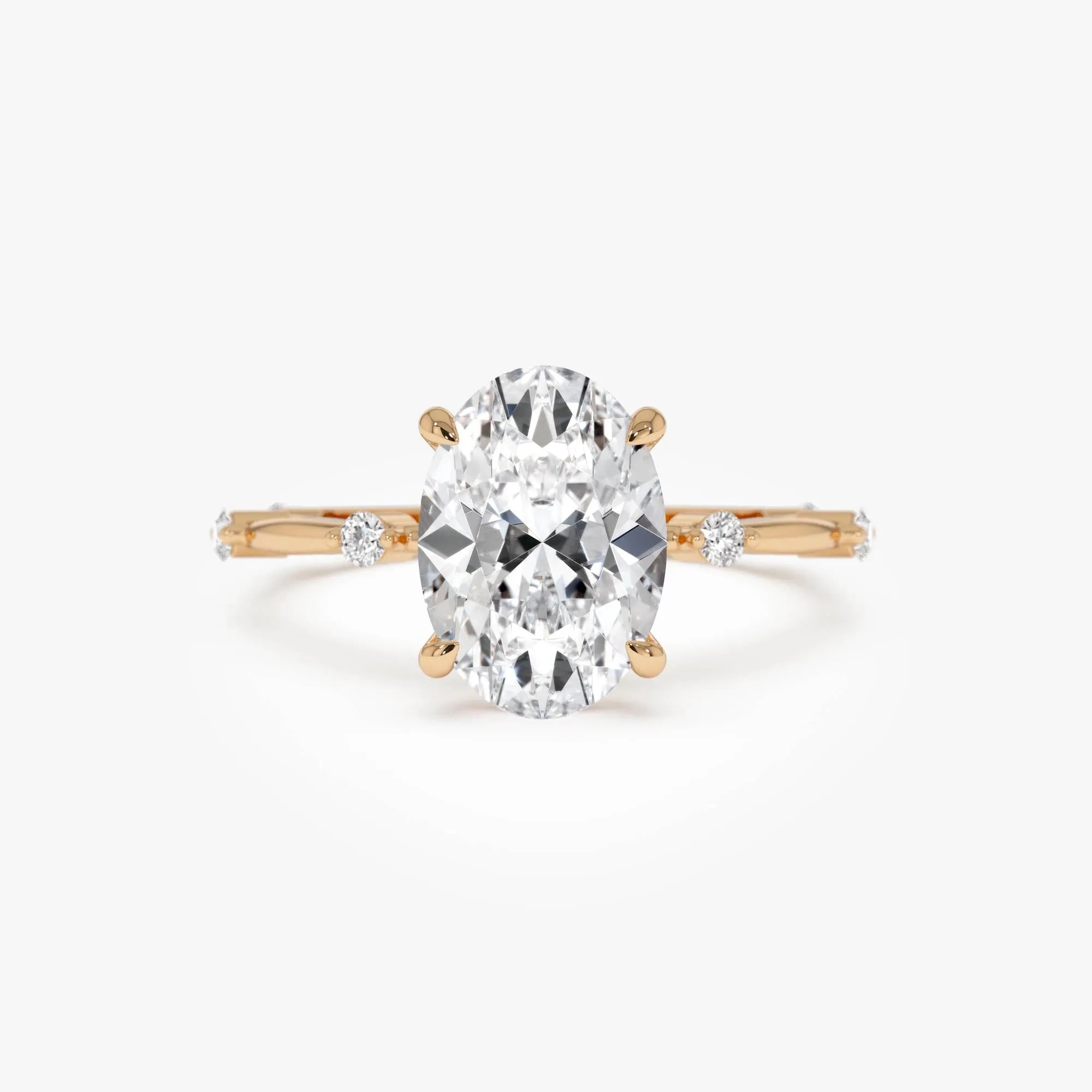 14k Gold Lab Grown Diamond Oval Engagement Ring Solenne Accent Band 1.55 Ctw