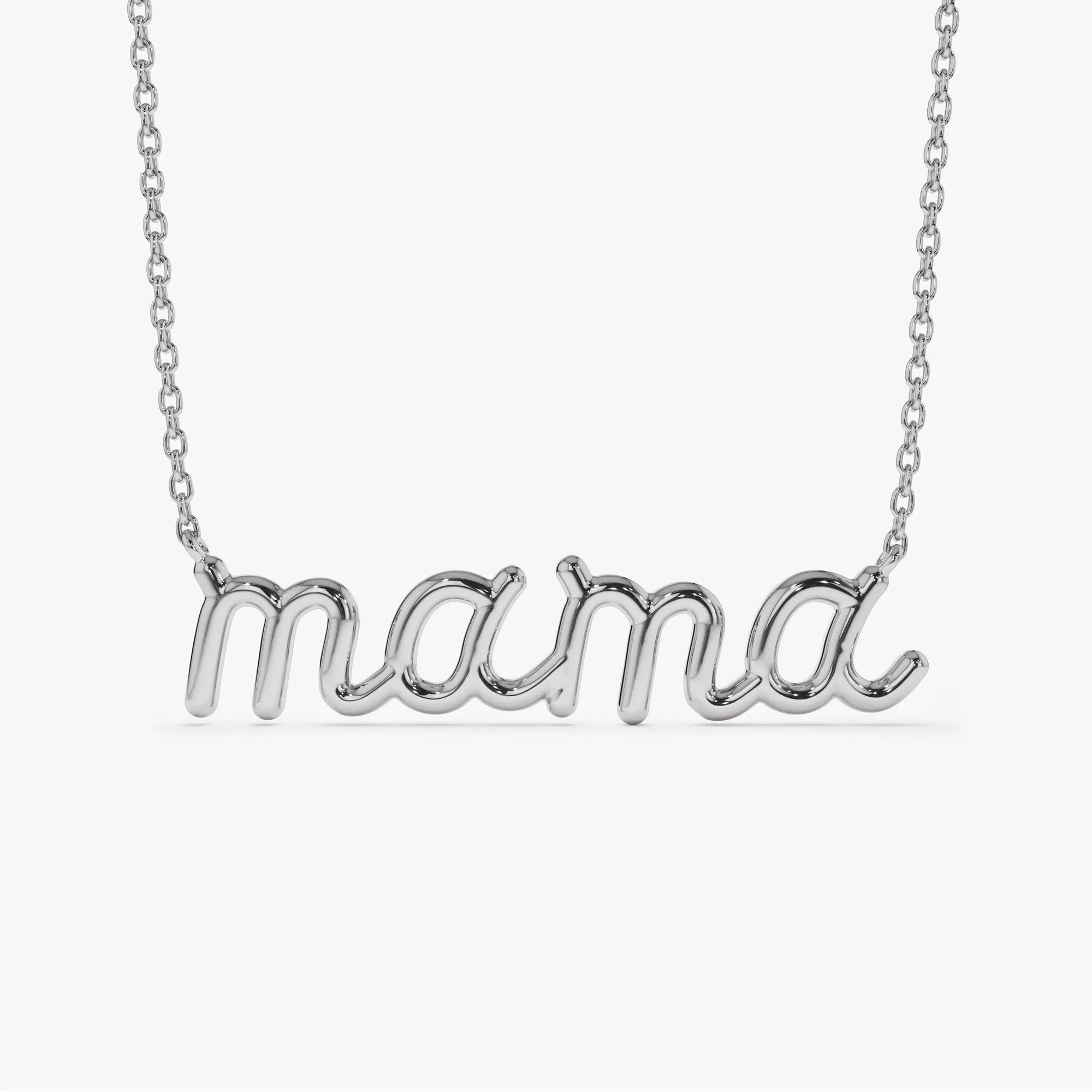 14k Solid Gold Script Mama Pendant Necklace