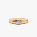 14k Gold Marquise Diamond Solitaire Ring Dome Bezel Setting 0.15 Carat