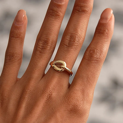 14k Gold Modern Knot Ring Wide Graduated Statement Band