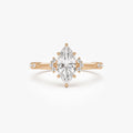 14k Rose Gold 1.10 ctw Lab Grown Diamond Marquise Art Deco Engagement Ring