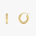 14k Yellow Gold Mirror Finish Hoop Earrings
