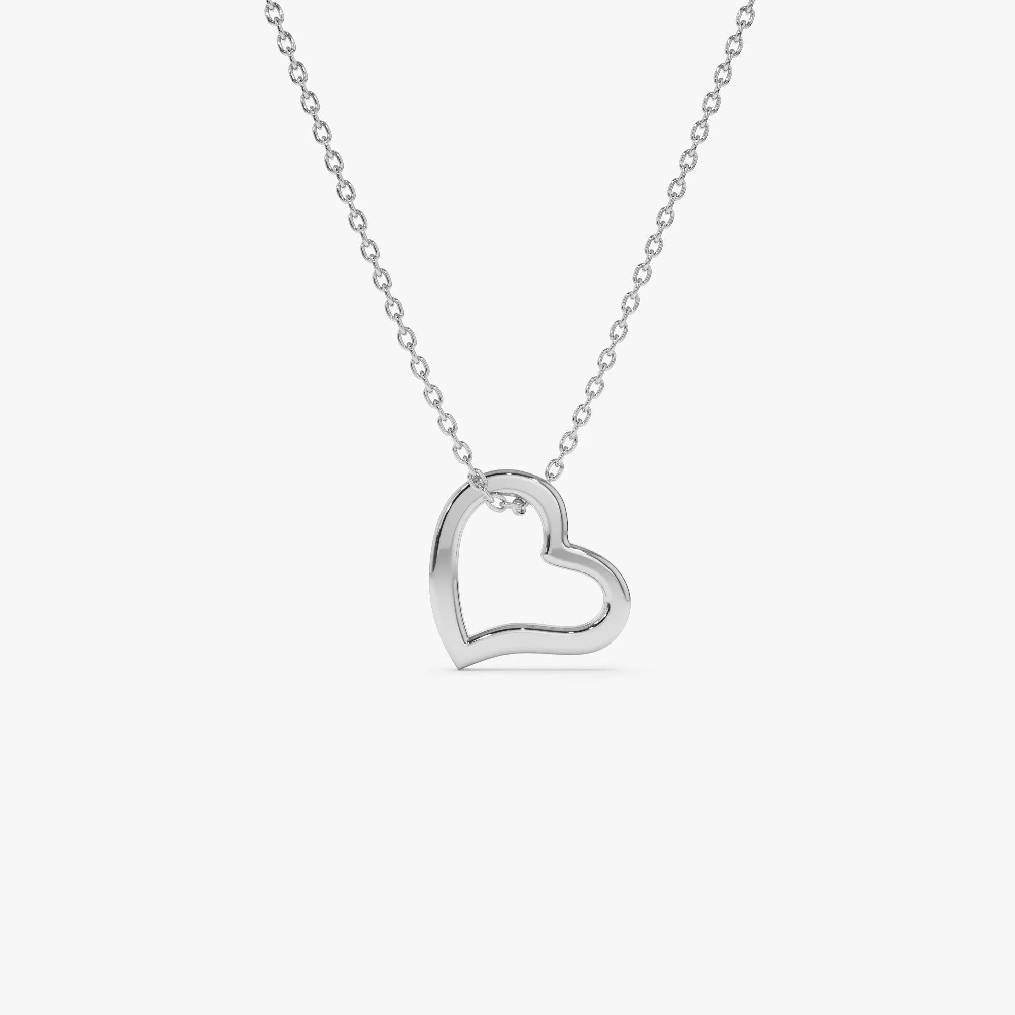 14k Solid Gold Open Heart Charm Pendant Necklace