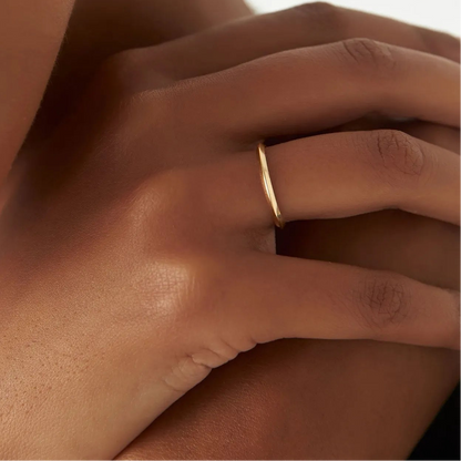 14k Gold Knife Edge Wedding Band Wide Plain Ring