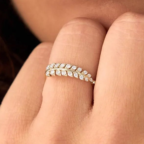 14k Gold Leaf Inspired Diamond Wrap Ring 0.30 ctw