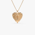 14k Solid Gold Sunburst Heart Pendant Necklace