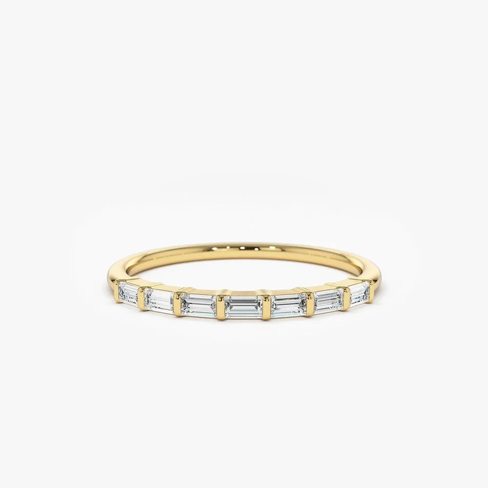 14K Gold Baguette Diamond 7 Stone Wedding Ring 0.27 CTW