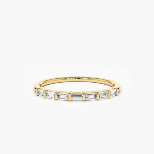 14K Gold Baguette Diamond 7 Stone Wedding Ring 0.27 CTW