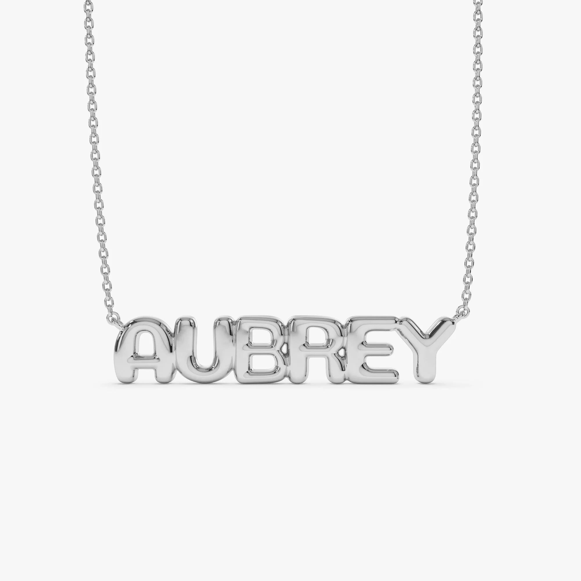 14k Solid Gold Personalized Bubble Name Necklace Custom Pendant