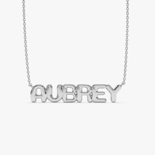 14k Solid Gold Personalized Bubble Name Necklace Custom Pendant
