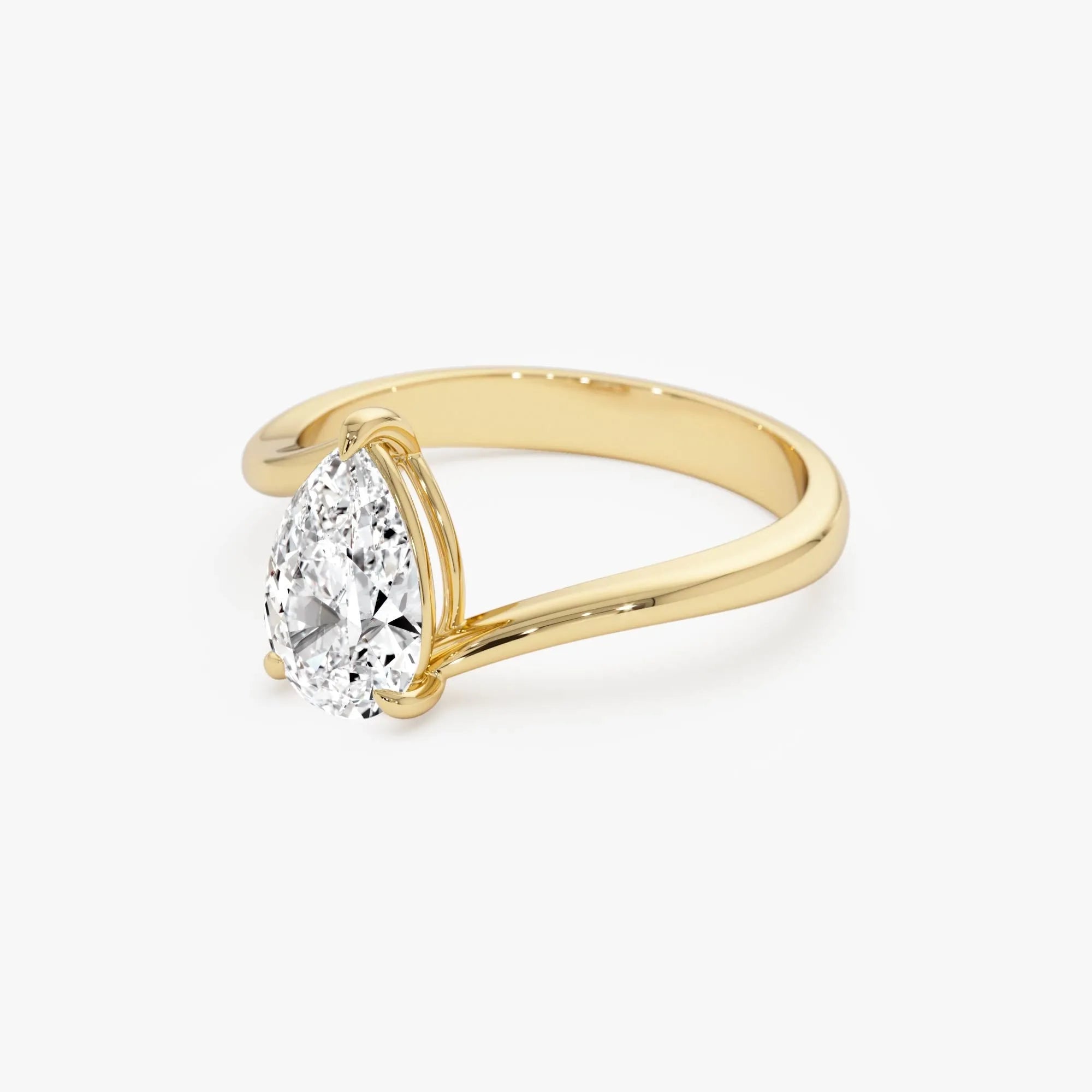 1.00 Ctw 14k Gold Pear Shape Lab Grown Diamond S Setting Engagement Ring