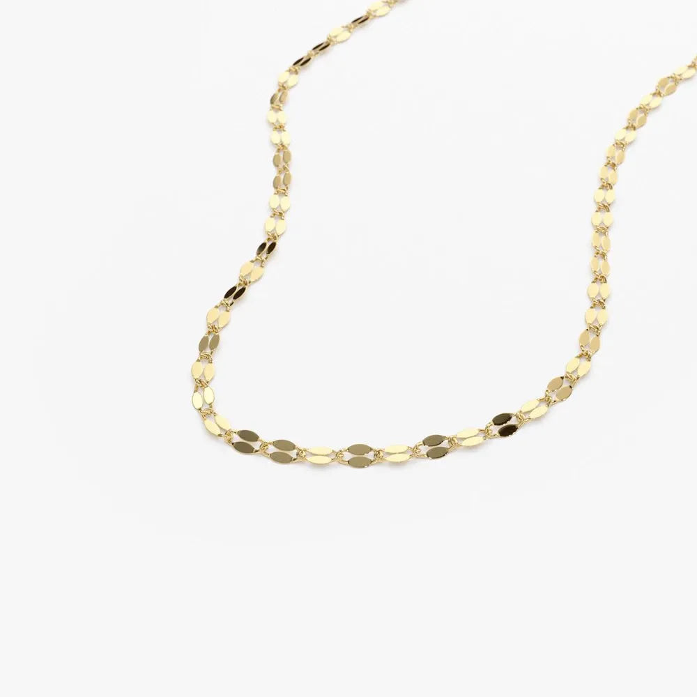 14k Solid Gold Diamond Cut Sparkle Chain Necklace for Layering