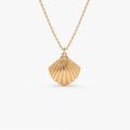 14k Solid Gold Shell Charm Pendant Necklace Coastal Beach Inspired