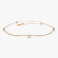 14K Solid Gold Round Diamond 5 Stone by the Yard Bracelet Bezel Setting 0.20 Carat