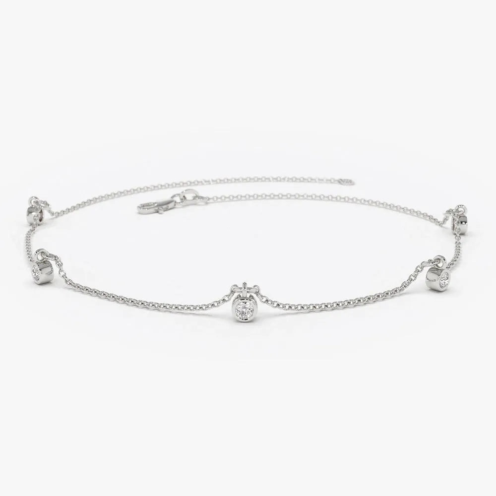 Elegant 14K Gold Diamond by The Yard Dangling Solitaire Bracelet