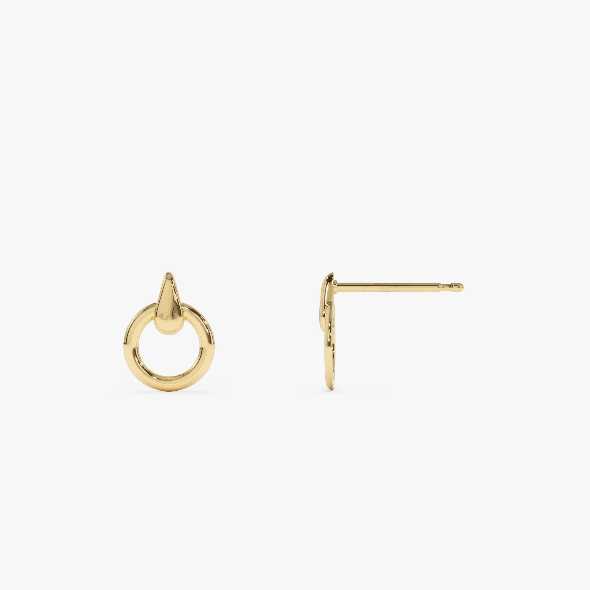 14k Gold Circle Drop Earrings 12.5mm Round Shape