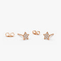 14k Gold Diamond Round Cut Star Stud Earrings Micro-Pave 0.10 ctw