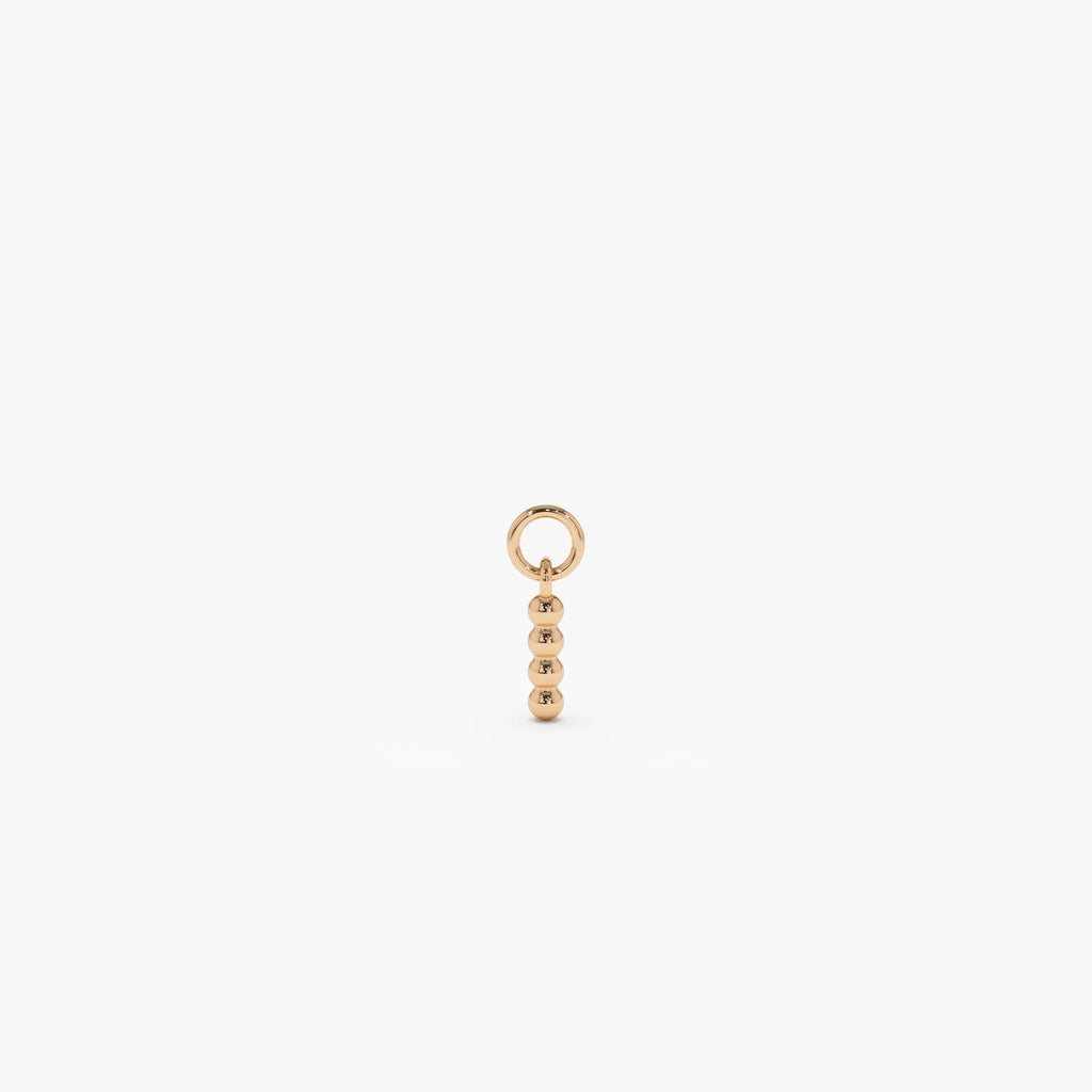 14k Solid Gold Beaded Hoop Earring Charm Minimalist Design