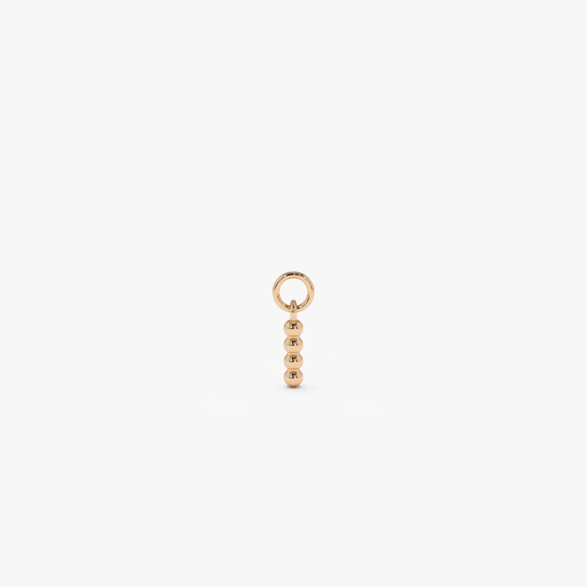 14k Solid Gold Beaded Hoop Earring Charm Minimalist Design