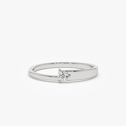 14k Solid Gold Round Diamond Solitaire Promise Ring 0.09 Carat