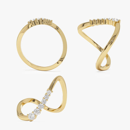 14k Gold Diamond Round Cut Open Twist Ring 0.30 ctw
