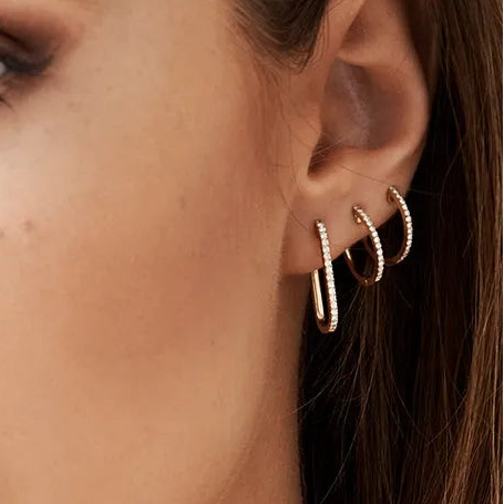 14k Gold Diamond Round Cut Medium Hoop Earrings Micro-Pave 0.17 ctw