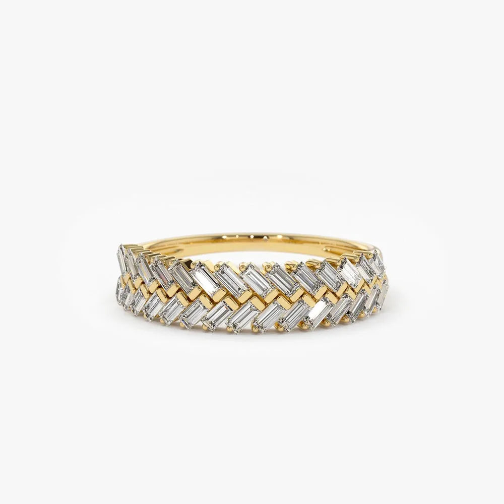 14k Gold 0.62 ctw Step Baguette Diamond Channel Prong Setting Ring