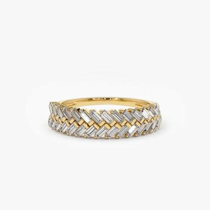 14k Gold 0.62 ctw Step Baguette Diamond Channel Prong Setting Ring