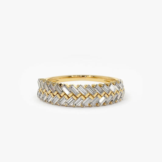 14k Gold 0.62 ctw Step Baguette Diamond Channel Prong Setting Ring