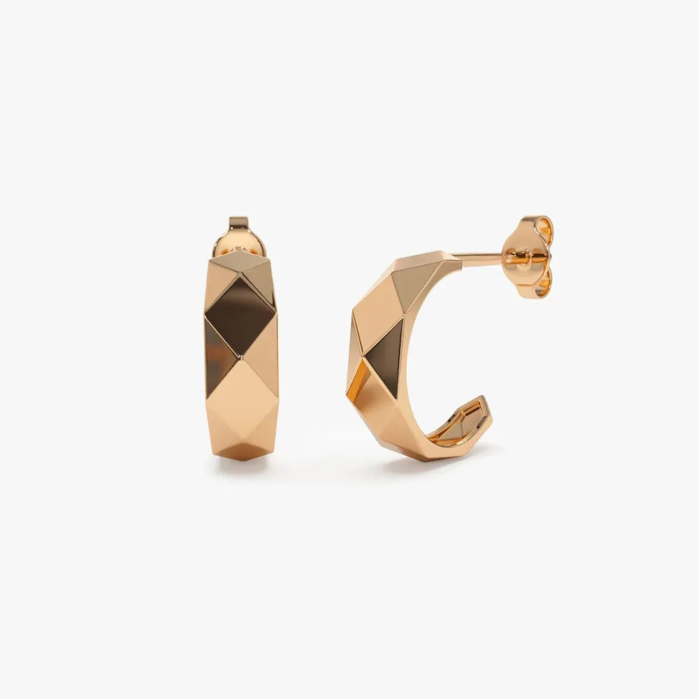 14k Solid Gold Statement Hoop Earrings 3mm Width 12mm Inner Diameter Pair