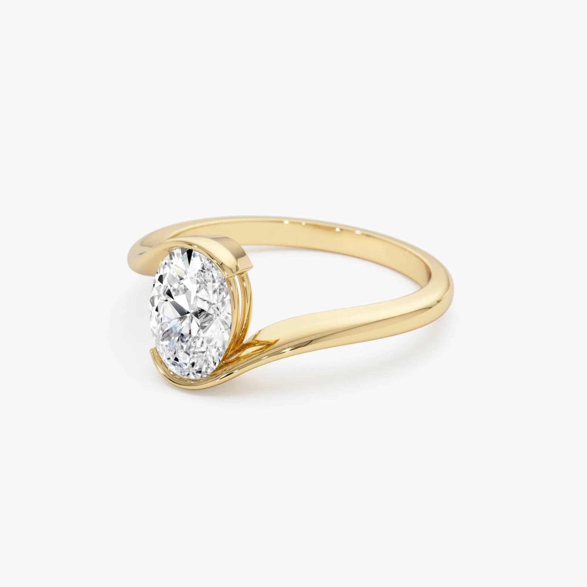 1.00 Ctw Oval Lab Grown Diamond S Setting Engagement Ring in 14K Gold