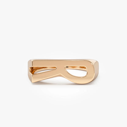 14K Gold Modern Abstract Personalized Initial Ring Custom Jewelry
