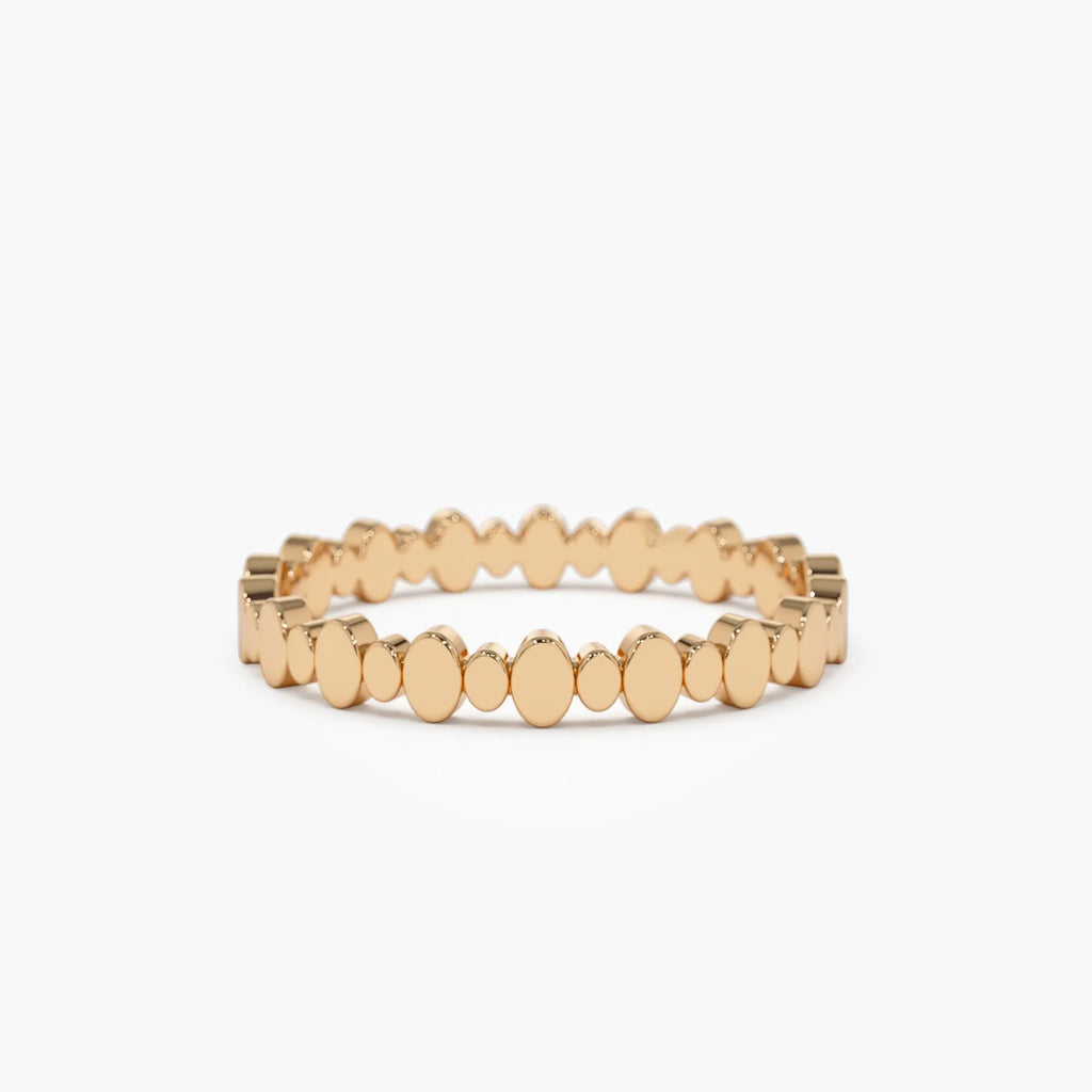 14k Solid Gold Alternating Size Oval Stackable Band Ring