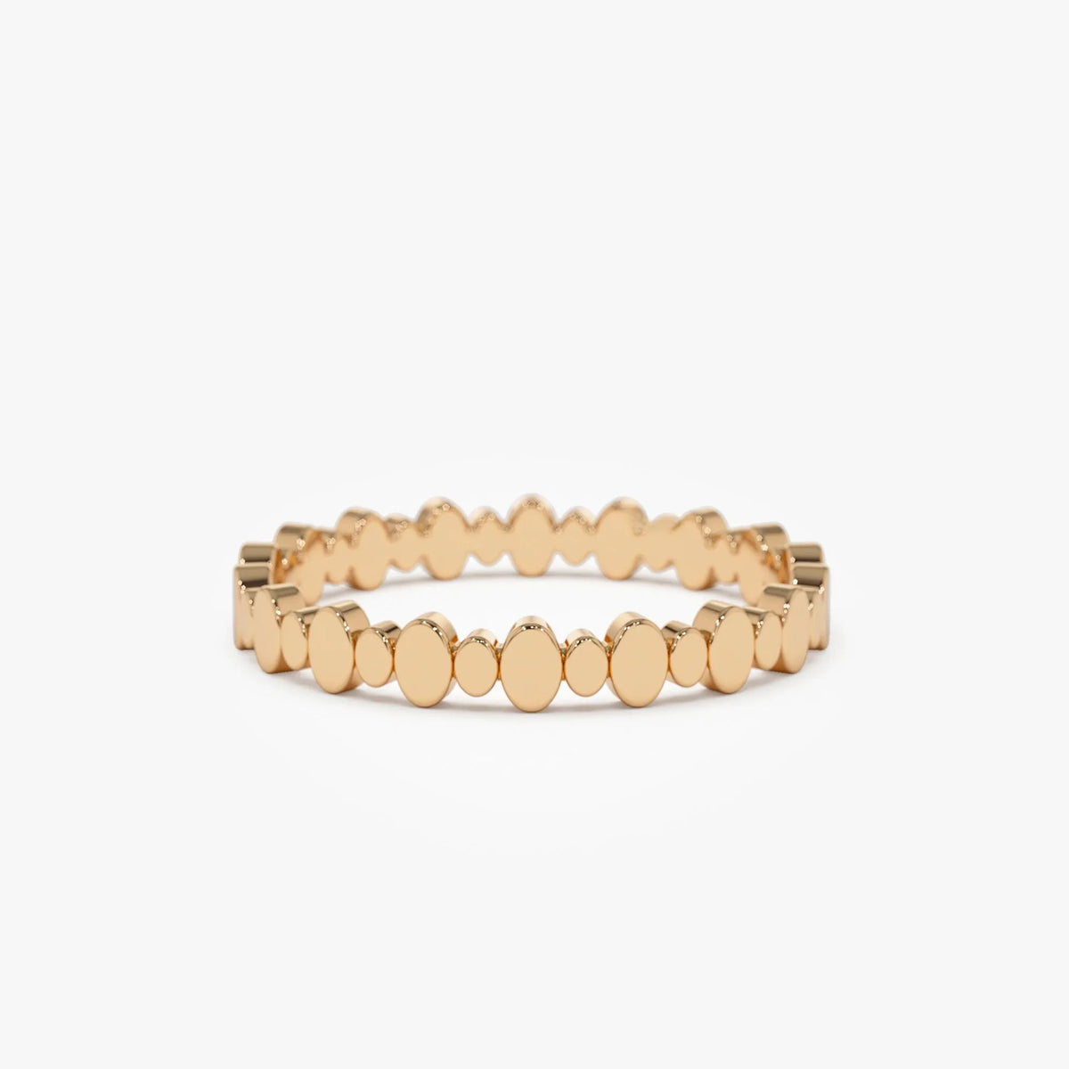 14k Solid Gold Alternating Size Oval Stackable Band Ring